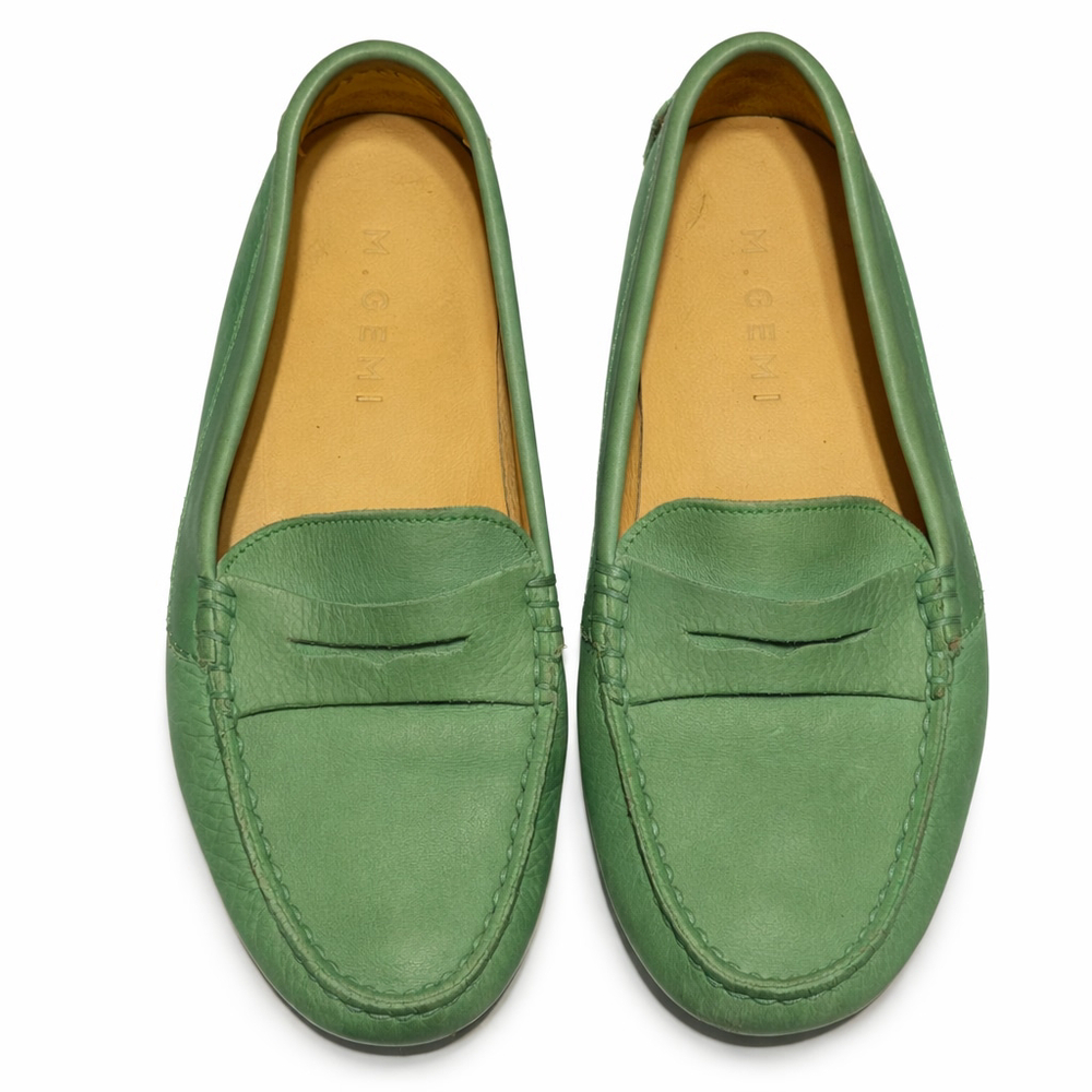 M. Gemi Pastoso Slate Green Leather Driving Loafers Made in Italy Size 35/Size 5 - Picture 2 of 11